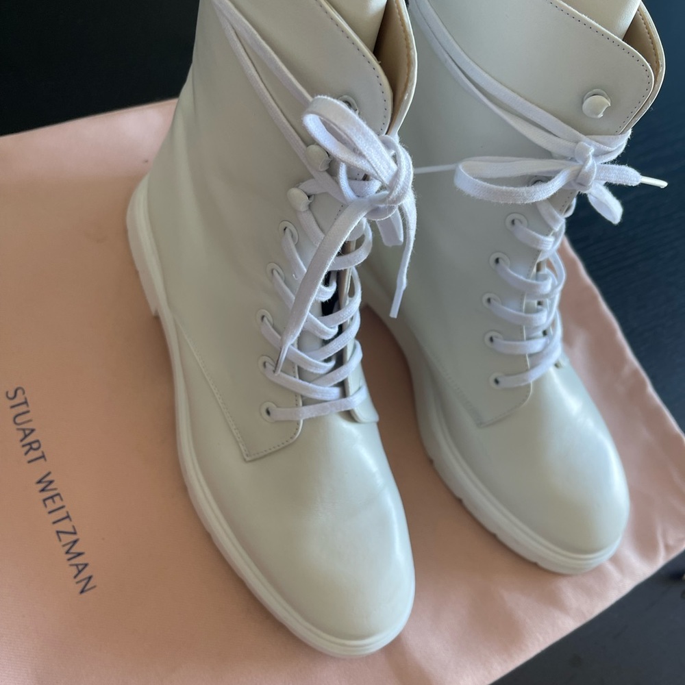 Stuart Weitzman White Mckenzee Combat Boot - image 5